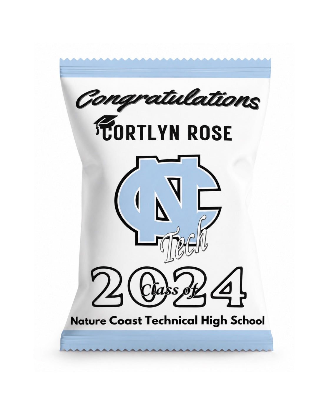 Grad Chip Bag (Light Blue/White)