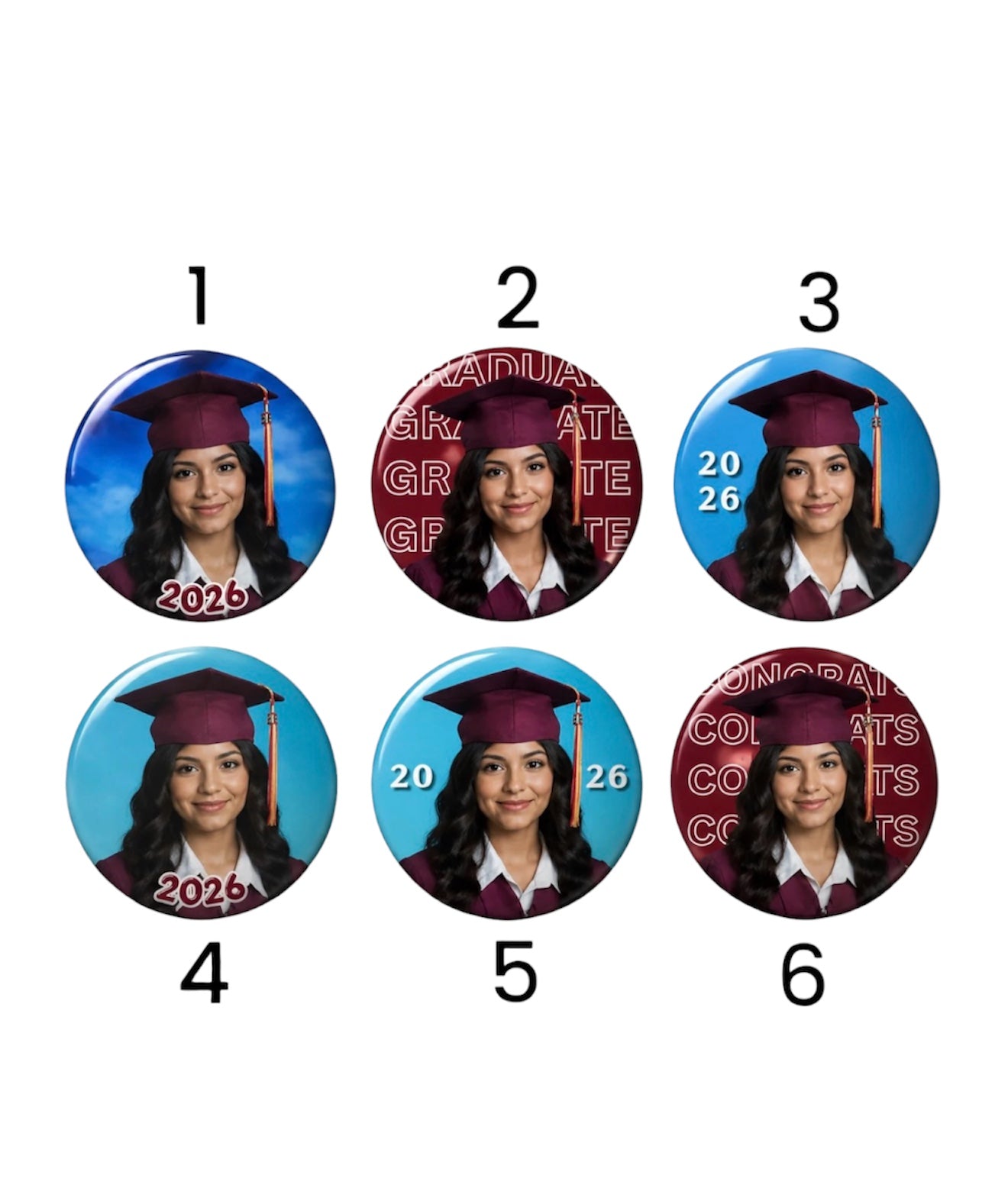 3in Grad Buttons (12 pack)